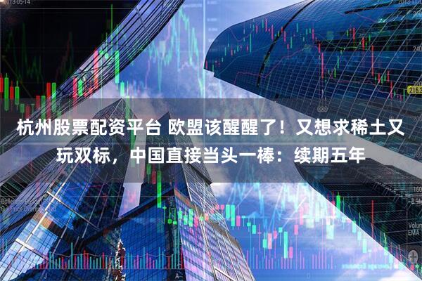 杭州股票配资平台 欧盟该醒醒了！又想求稀土又玩双标，中国直接当头一棒：续期五年